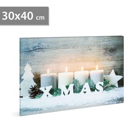 LED obraz na stenu 30x40cm - "XMAS" 2xAA 4x LED